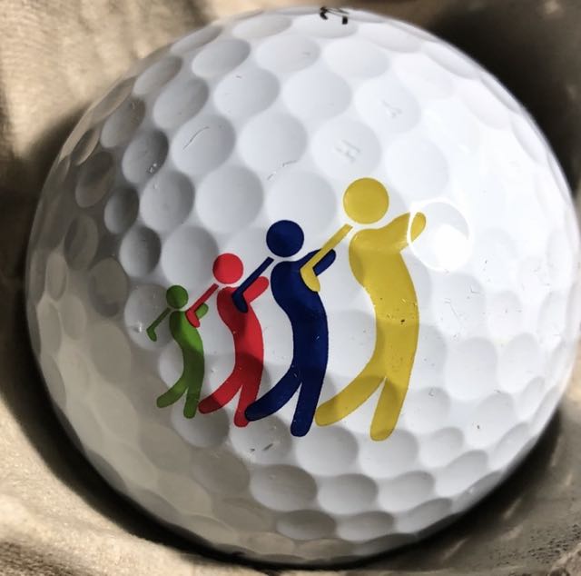 4 multi-colored golfers